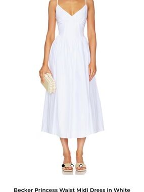 NICHOLAS White Spaghetti-Strap Midi Wedding Dress